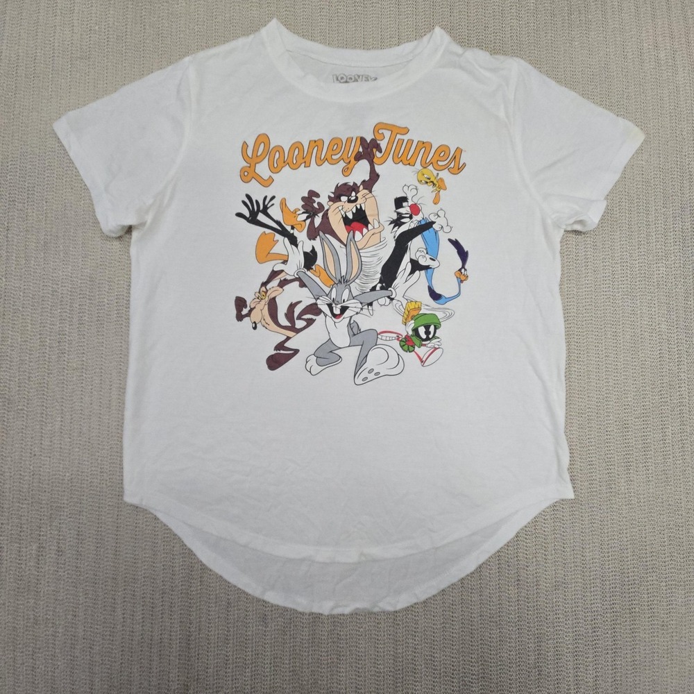 Looney Tunes Shirt Youth XL White Bugs Bunny Taz Gang Graphic Short Sleeve Tee